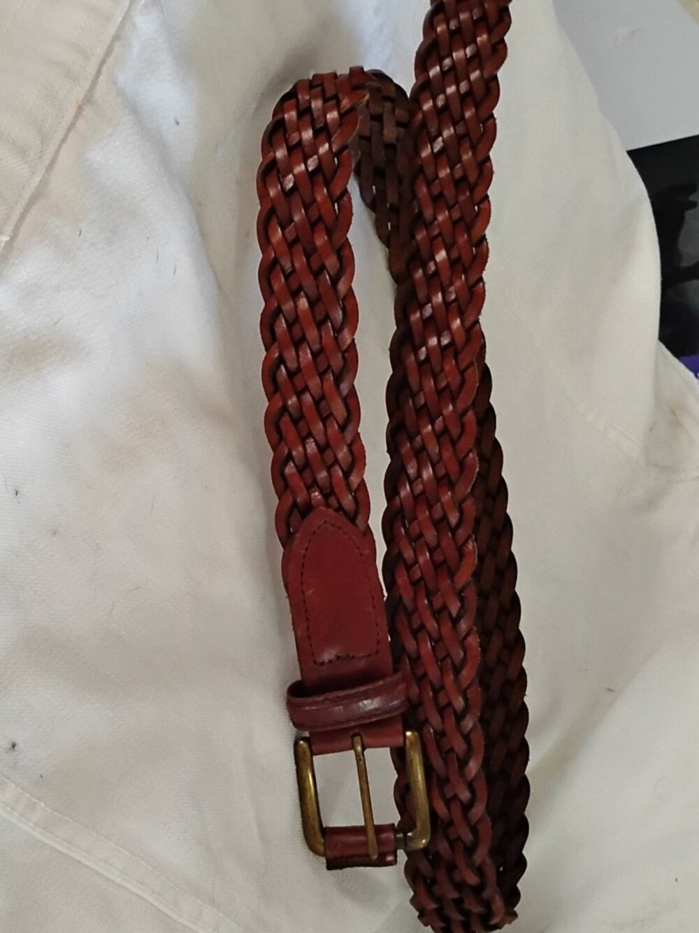 Men's Braided Leather Belt Sz 36